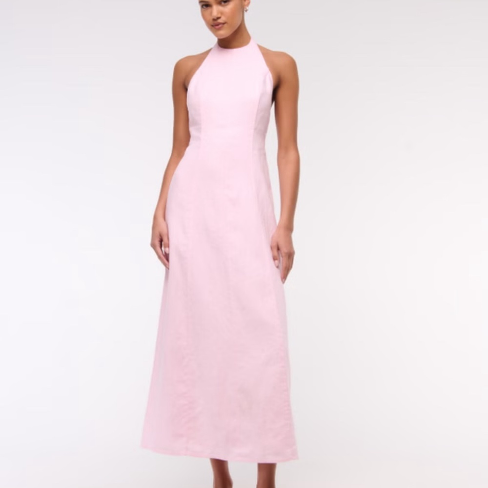 Abercrombie and fitch Premium Linen High-Neck Maxi Dress